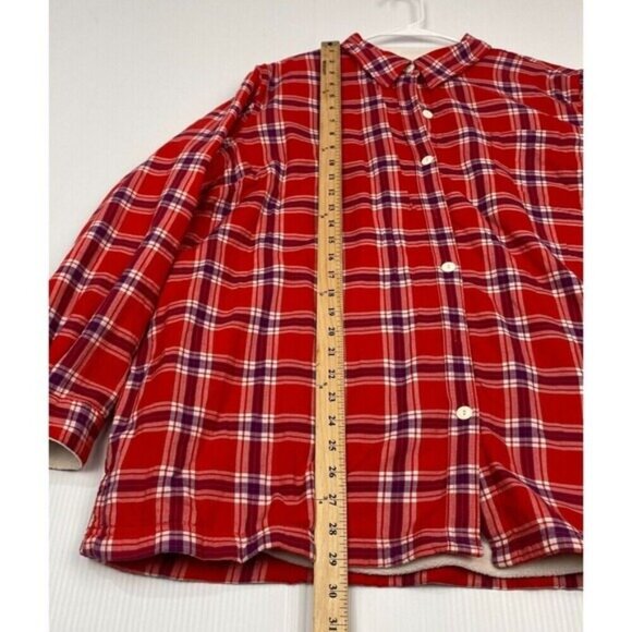 L.L. Bean Women's Fleece-Lined Flannel Shirt Button Front Plaid Womens 2X Red - Picture 6 of 11